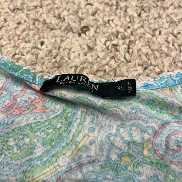 Lauren Ralph Lauren V Neck Sleeveless Nightgown Sz XL Blue Paisley Trad Wife - Picture 5 of 5